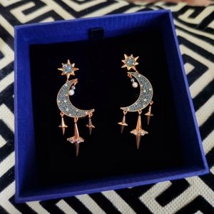 Rare Rose Gold Swarovski Moon Earrings